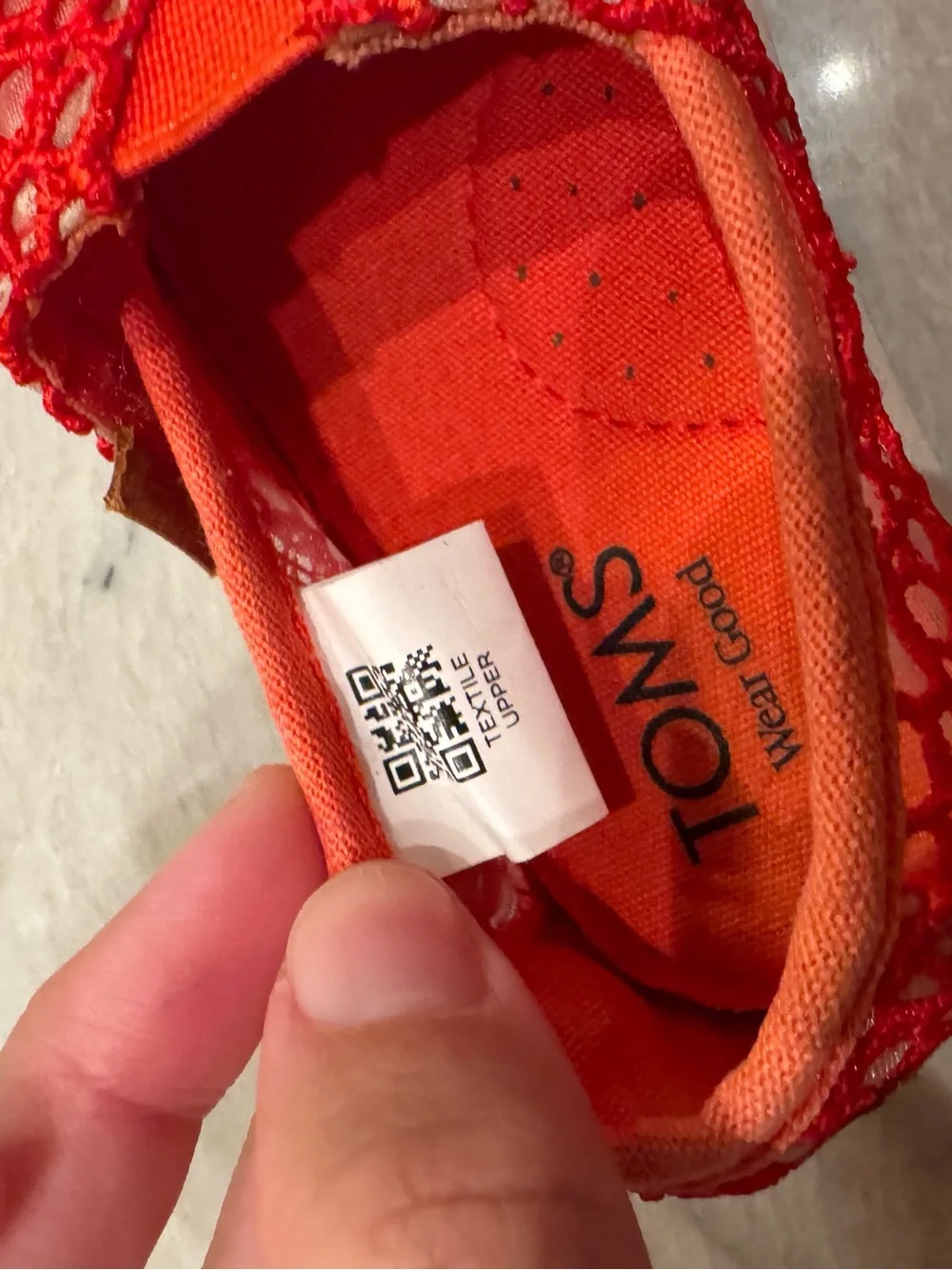 TOMS Alpargata Classic Toddler Shoe Flame Moroccan Crochet, Size 6